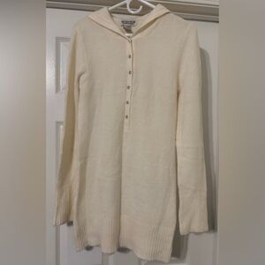 Cream Long Sleeve Henley Sweater